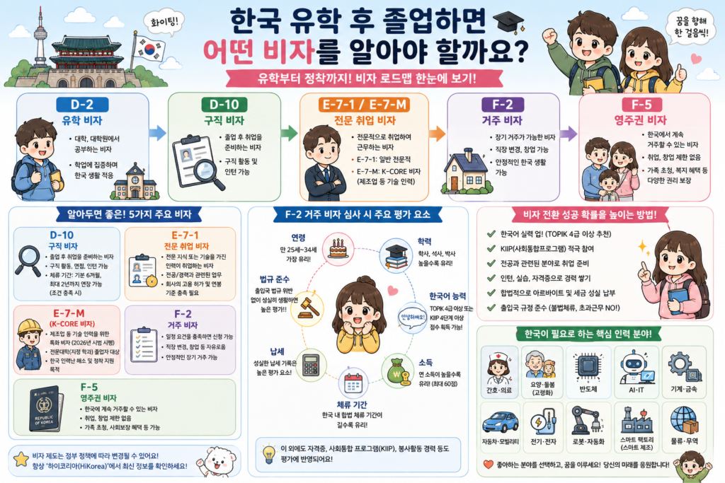 Du học sinh Hàn Quốc sau tốt nghiệp cần quan tâm những loại visa nào?